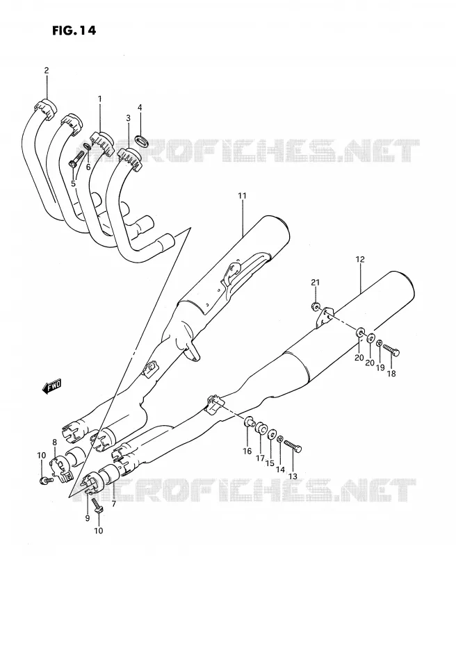 GELUIDDEMPER (MODELE J) Suzuki MOTO 1100 GSX-F 1989  GSX1100FK(E2)
