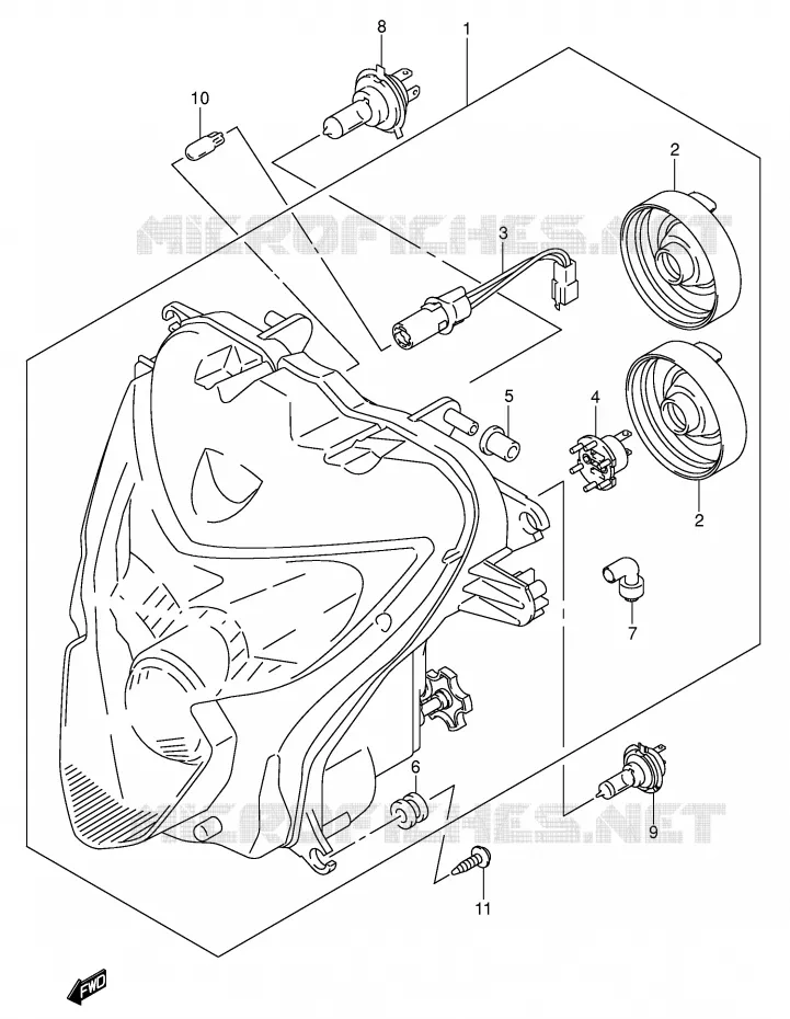 KOPLAMP (E2,E19) Suzuki MOTO 600 GSX-R 2005  GSX-R600K5(E2)