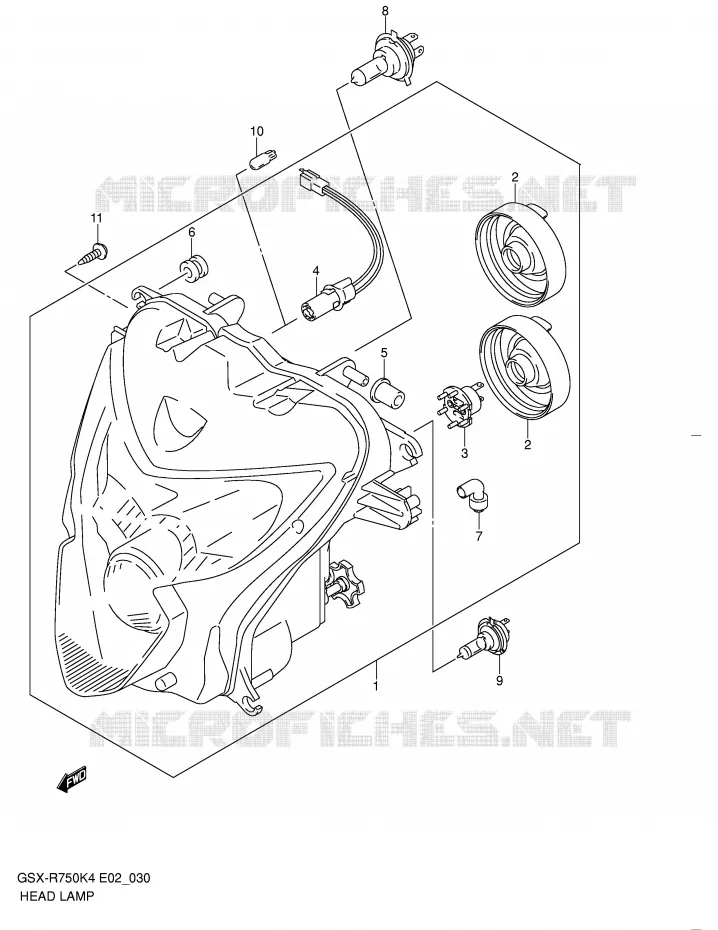 KOPLAMP (E2,E19,P37) Suzuki MOTO 750 GSX-R 2004  GSX-R750U2K4(E2)