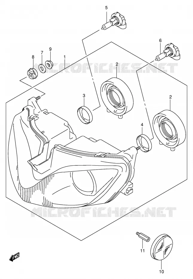 KOPLAMP (GSF1200SK1/SK2/SK3/SK4/SK5/SZK5 E24) Suzuki MOTO 1200 BANDIT 2002  GSF1200K2(E2)