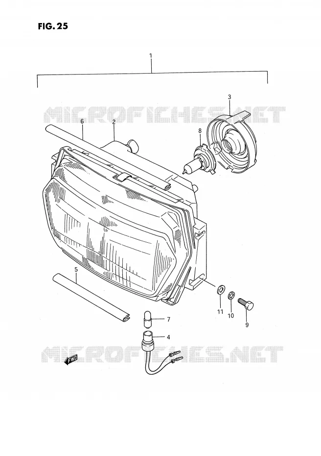 KOPLAMP (MODELE K/L/M/N/P) Suzuki MOTO 1100 GSX-F 1992  GSX1100FN(E2)