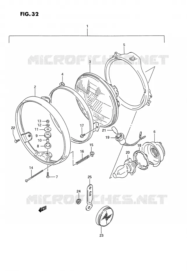 KOPLAMP (MODELE M/N/P,VOIR NOTE) Suzuki MOTO 1100 GSX-G 1991  GSX1100GM(E2)