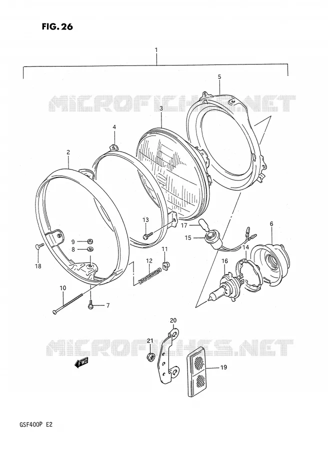 KOPLAMP (MODELE M/N) Suzuki MOTO 400 BANDIT 1993  GSF400P(E2)