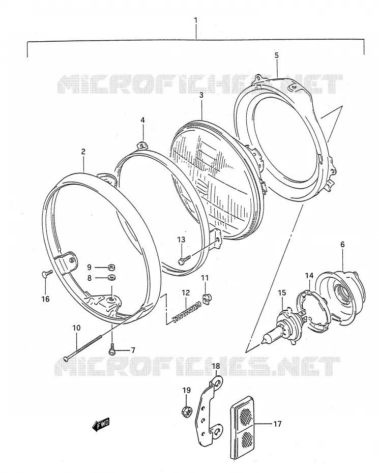 KOPLAMP (MODELE M/N) Suzuki MOTO 400 BANDIT-N 1993  GSF400P(E28)