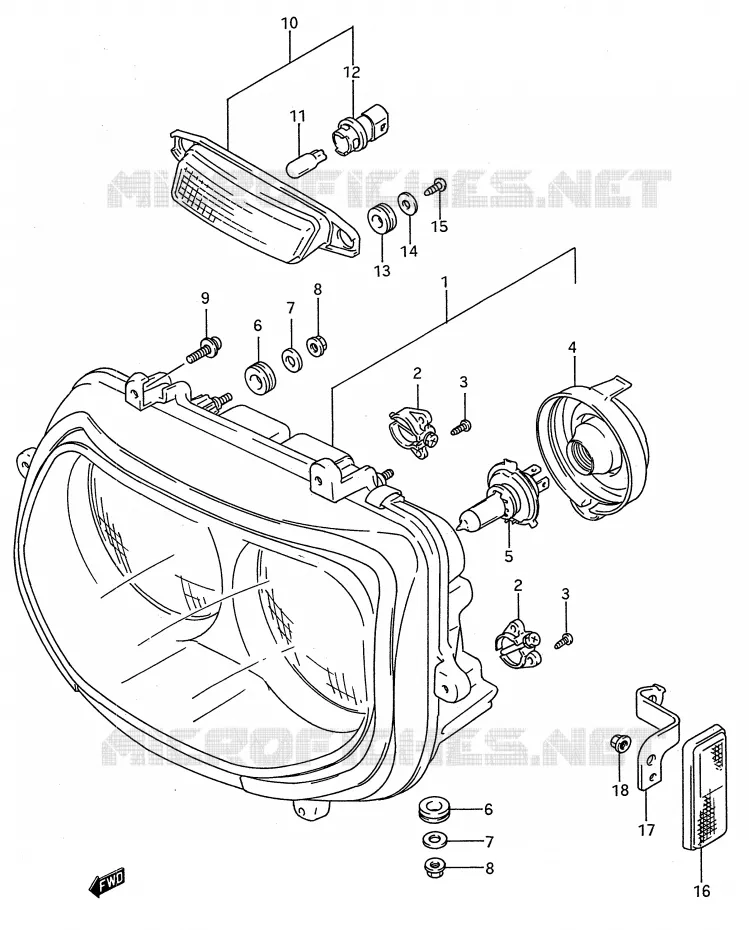 KOPLAMP (MODELE N/P) Suzuki MOTO 750 GSX-R 1995  GSX-R750WS(E28)