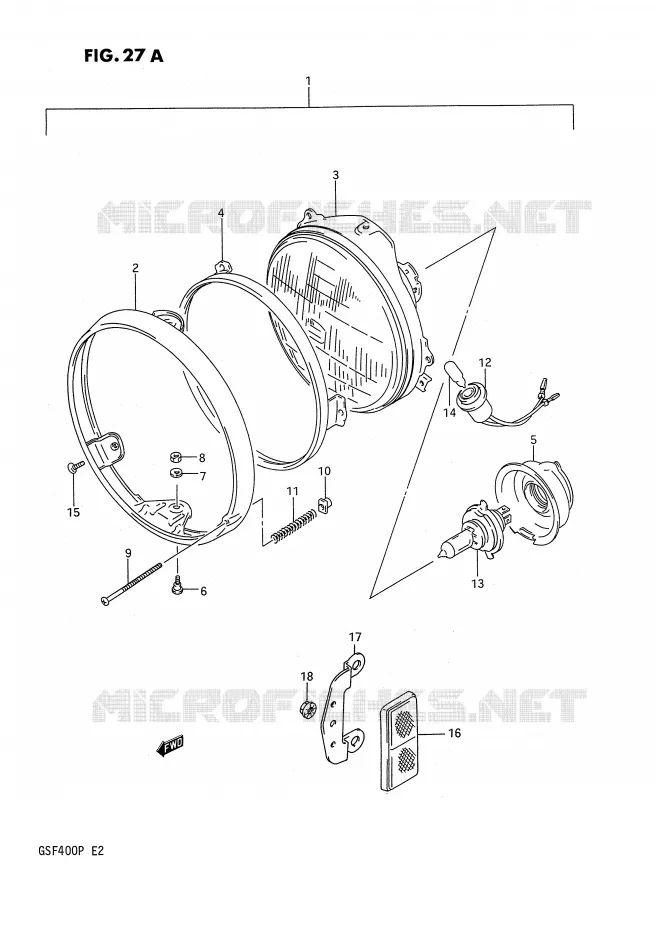 KOPLAMP (MODELE P) Suzuki MOTO 400 BANDIT 1993  GSF400P(E2)