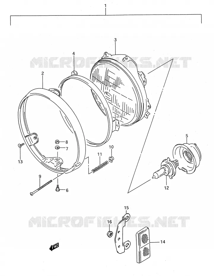 KOPLAMP (MODELE P) Suzuki MOTO 400 BANDIT-N 1991  GSF400M(E28)