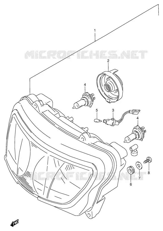 KOPLAMP (MODELE T/V E2,E24) Suzuki MOTO 750 GSX-R 1997  GSX-R750V(E2)