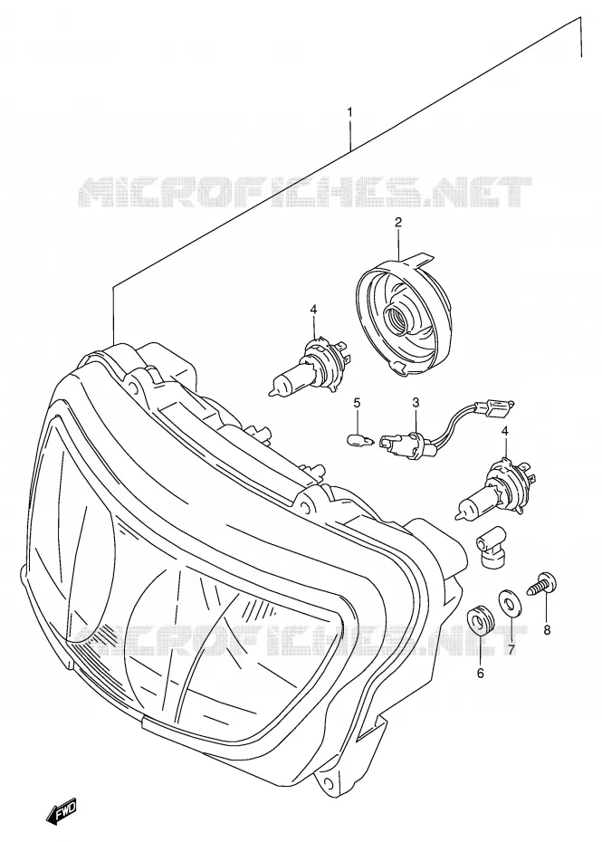 KOPLAMP (MODELE W/X E2,E24) Suzuki MOTO 750 GSX-R 1999  GSX-R750X(E2)
