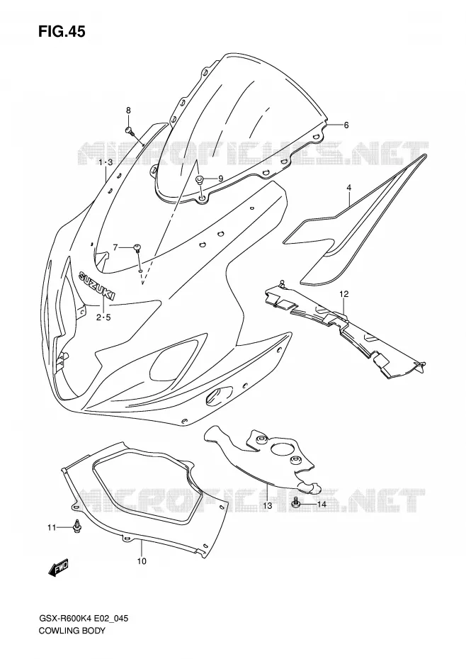 KUIP - ETIKETTEN (GSX-R600K4/K5) Suzuki MOTO 600 GSX-R 2005  GSX-R600K5(E2)