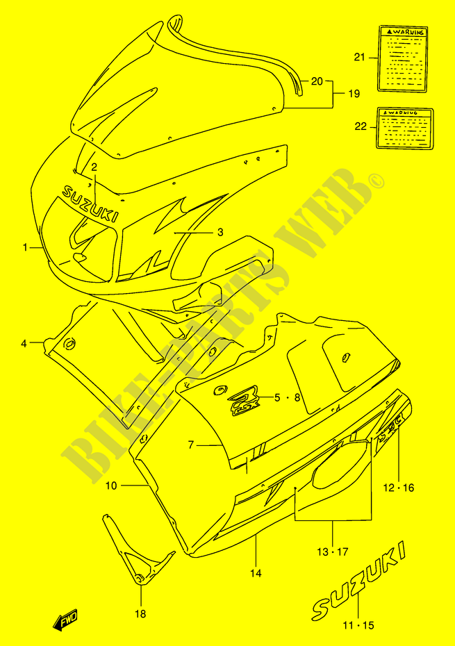 KUIP   ETIKETTEN (MODELE M 08E) voor Suzuki GSX-R 400 1990
