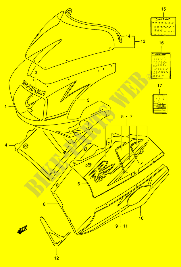 KUIP   ETIKETTEN (MODELE N N67) voor Suzuki GSX-R 400 1990