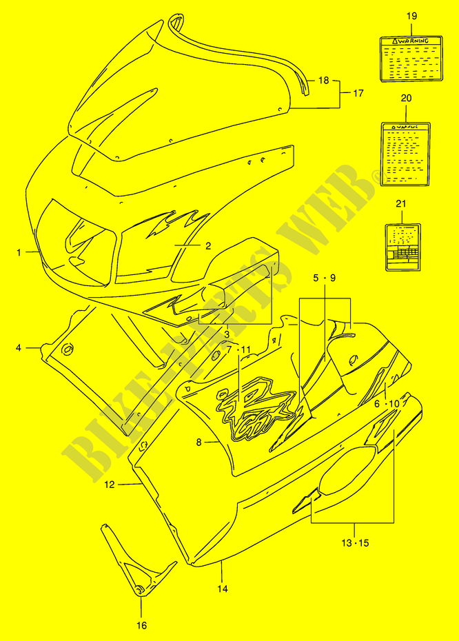 KUIP   ETIKETTEN (MODELE P M18) voor Suzuki GSX-R 400 1990
