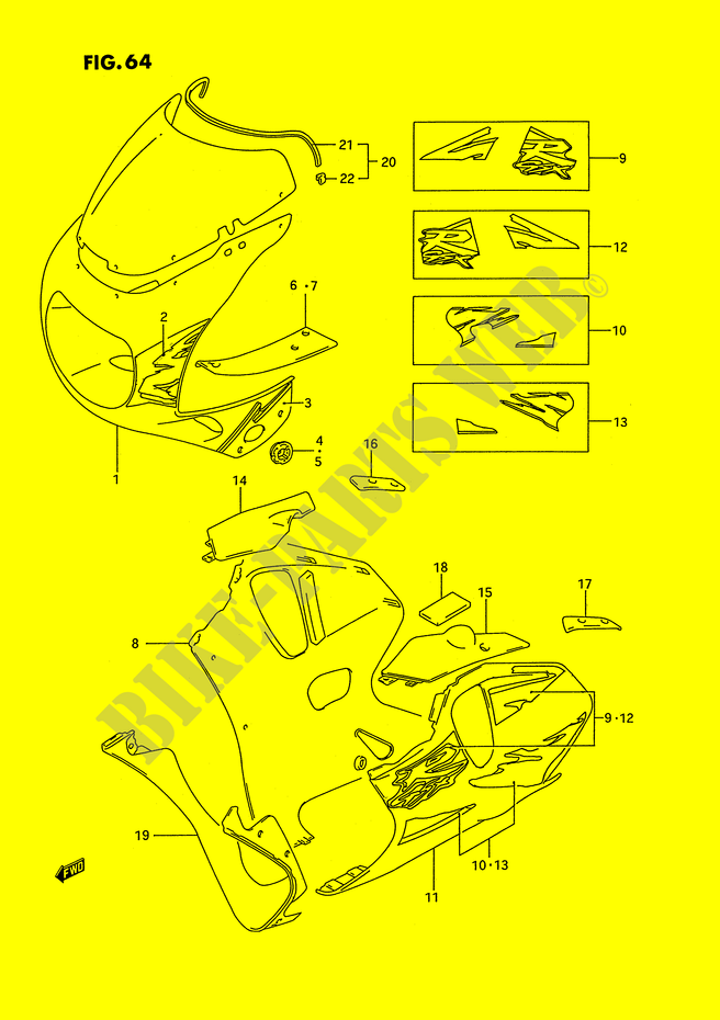 KUIP   ETIKETTEN (MODELE S M18,D5R) voor Suzuki GSX-R 750 1995