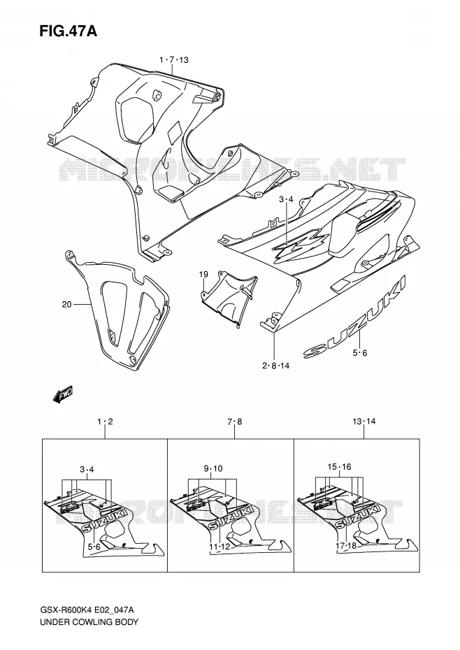 ONDER COWLING (GSX-R600K5) Suzuki MOTO 600 GSX-R 2004  GSX-R600U2K4(E2)
