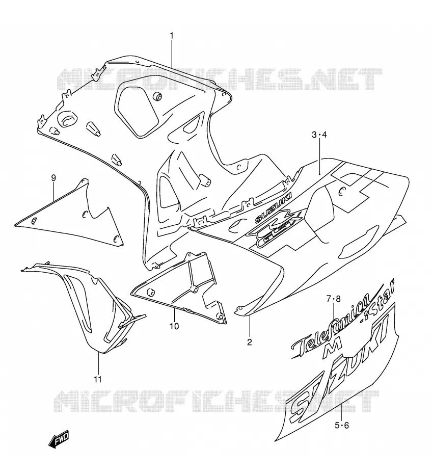 ONDER COWLING (MODELE K2 FOR YC2) Suzuki MOTO 600 GSX-R 2003  GSX-R600U2K3(E2)