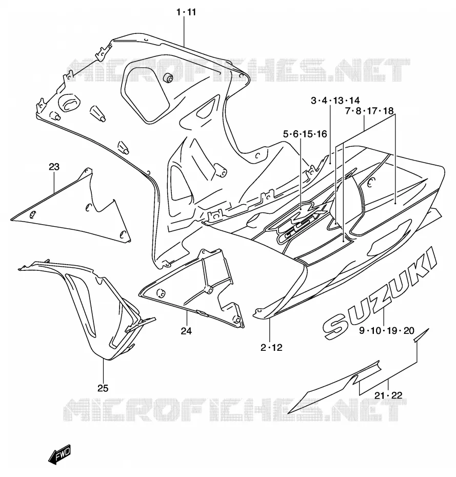 ONDER COWLING (MODELE K2) Suzuki MOTO 600 GSX-R 2001  GSX-R600K1(E2)