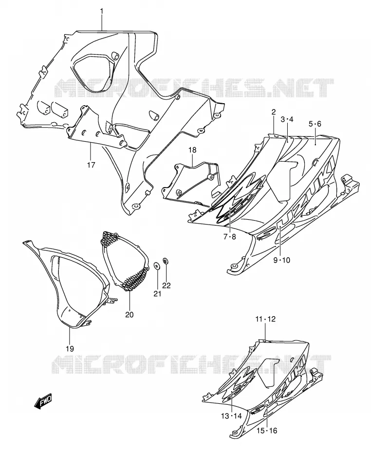 ONDER COWLING (MODELE K3) Suzuki MOTO 1000 GSX-R 2004  GSX-R1000K4(E2)