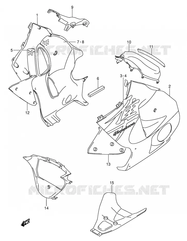 ONDER COWLING (MODELE K3) Suzuki MOTO 1300 HAYABUSA 2003  GSX1300RZK3(E2)