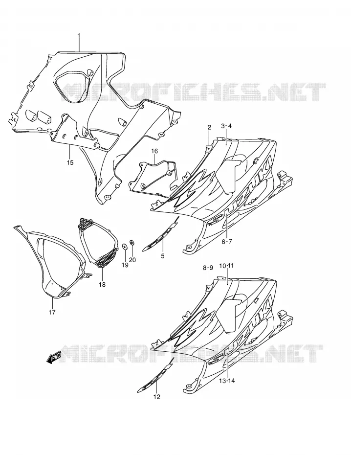ONDER COWLING (MODELE K4) Suzuki MOTO 1000 GSX-R 2004  GSX-R1000K4(E2)