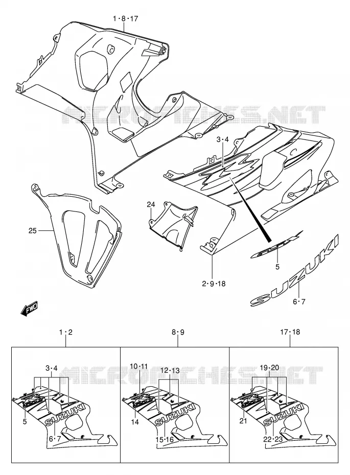 ONDER COWLING (MODELE K4) Suzuki MOTO 600 GSX-R 2005  GSX-R600U2XK5(E2)