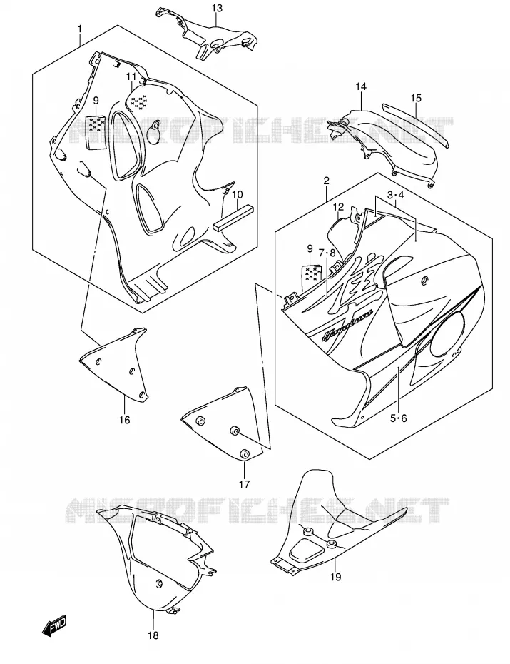 ONDER COWLING (MODELE K5) Suzuki MOTO 1300 HAYABUSA 2007  GSX1300RZK7(E2)