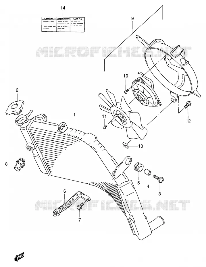 RADIATOR (MODELE T/V) Suzuki MOTO 750 GSX-R 1996  GSX-R750T(E2)