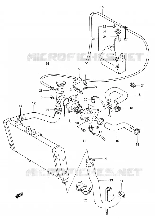 RADIATOR SLANG Suzuki MOTO 400 BANDIT-N 1992  GSF400N(E28)