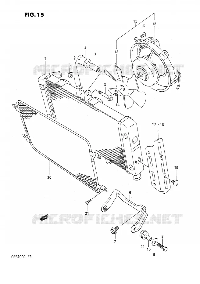 RADIATOR Suzuki MOTO 400 BANDIT 1992  GSF400N(E2)