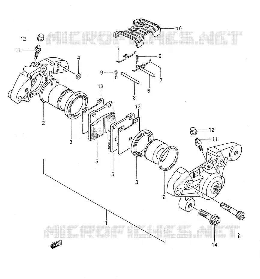 REAR CALIPER (MODELE J/K/L/M/N) Suzuki MOTO 1100 GSX-F 1991  GSX1100FM(E28)