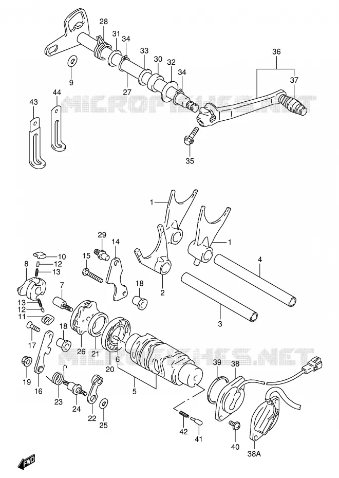 SCHAKELEN ASSY (MODELE P/R/S) Suzuki MOTO 1100 GSX-R 1996  GSX-R1100WSKT(E2)