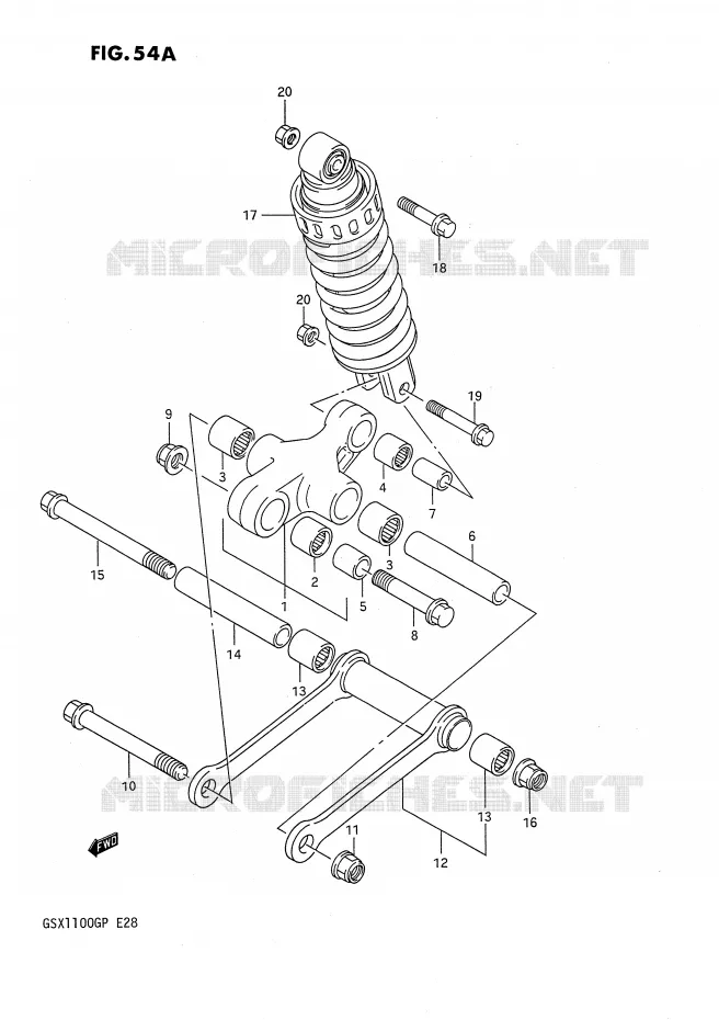 SCHOKBREKER AANEENSCHAKELING (MODELE N/P) Suzuki MOTO 1100 GSX-G 1992  GSX1100GN(E28)