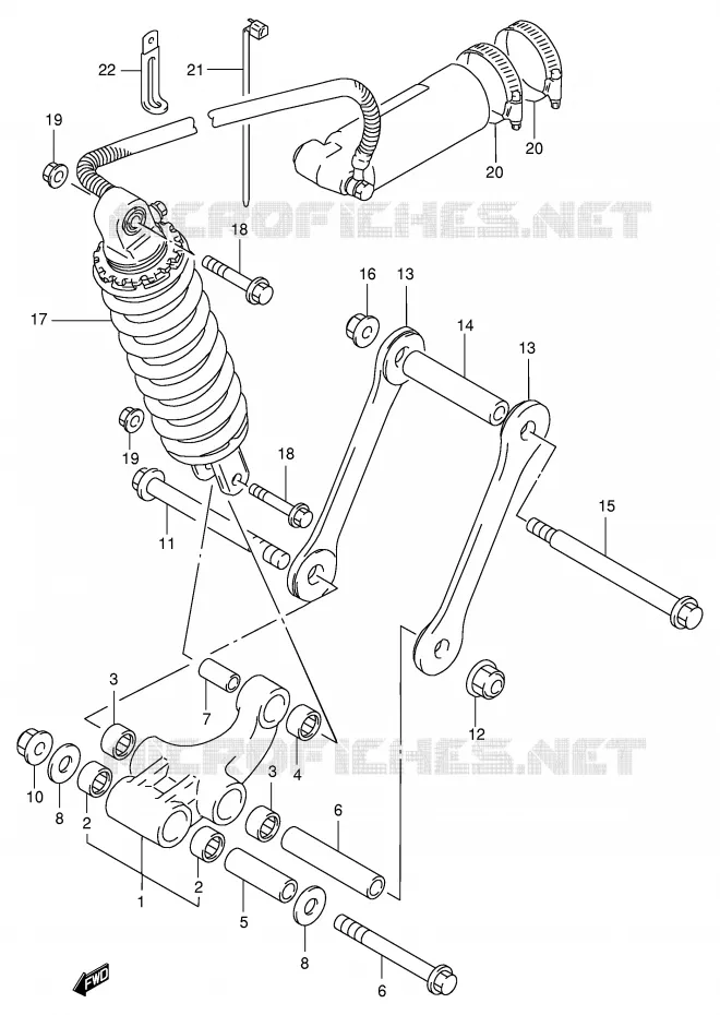 SCHOKBREKER AANEENSCHAKELING (MODELE S/T/V/W) Suzuki MOTO 1100 GSX-R 1995  GSX-R1100WS(E2)