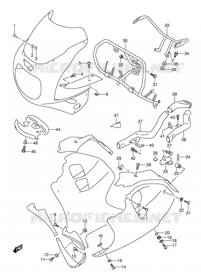SIDE KUIP (MODELE P/R) Suzuki MOTO 1100 GSX-R 1995  GSX-R1100WS(E28)