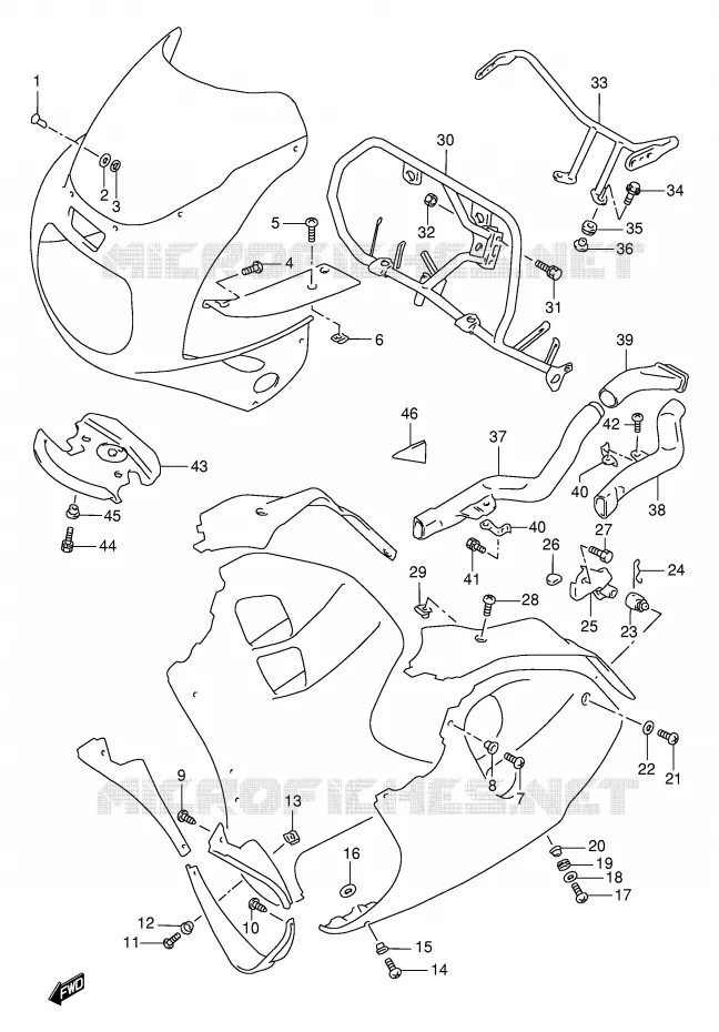 SIDE KUIP (MODELE P/R) Suzuki MOTO 1100 GSX-R 1997  GSX-R1100WV(E2)