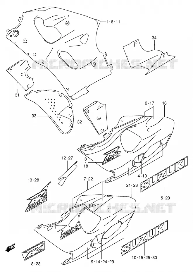 SIDE KUIP (MODELE X) Suzuki MOTO 750 GSX-R 1999  GSX-R750X(E2)