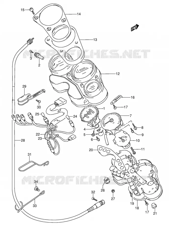 SNELHEIDSMETER (MODELE S/T/V/W) Suzuki MOTO 1100 GSX-R 1995  GSX-R1100WS(E28)