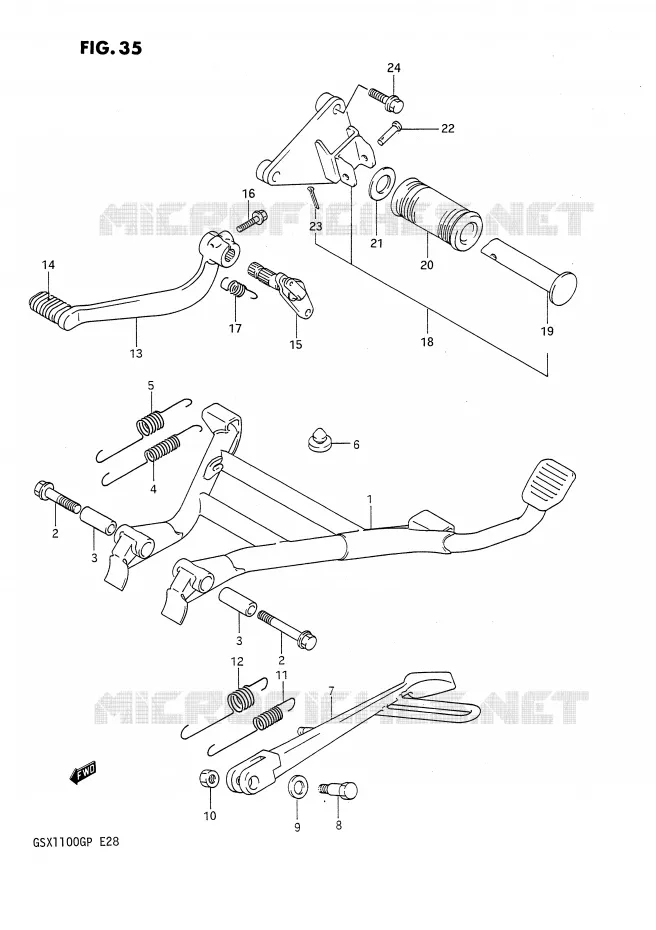 STAND - ACHTER REMPEDAAL Suzuki MOTO 1100 GSX-G 1991  GSX1100GM(E28)