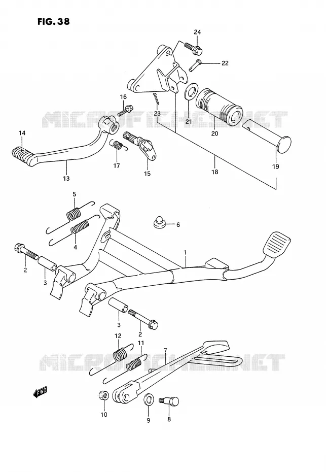 STAND - ACHTER REMPEDAAL Suzuki MOTO 1100 GSX-G 1994  GSX1100GR(E2)