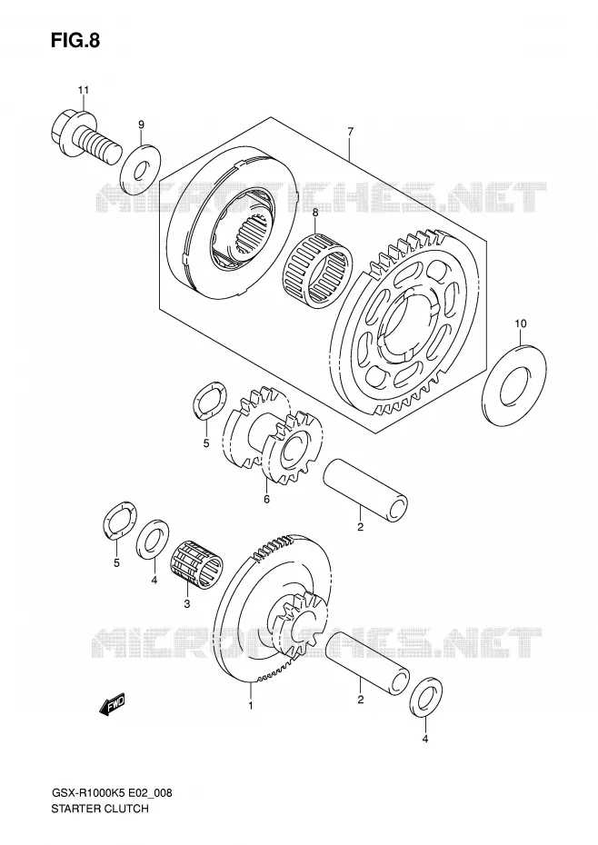 STARTMOTOR CLUTCH Suzuki MOTO 1000 GSX-R 2005  GSX-R1000K5(E2)