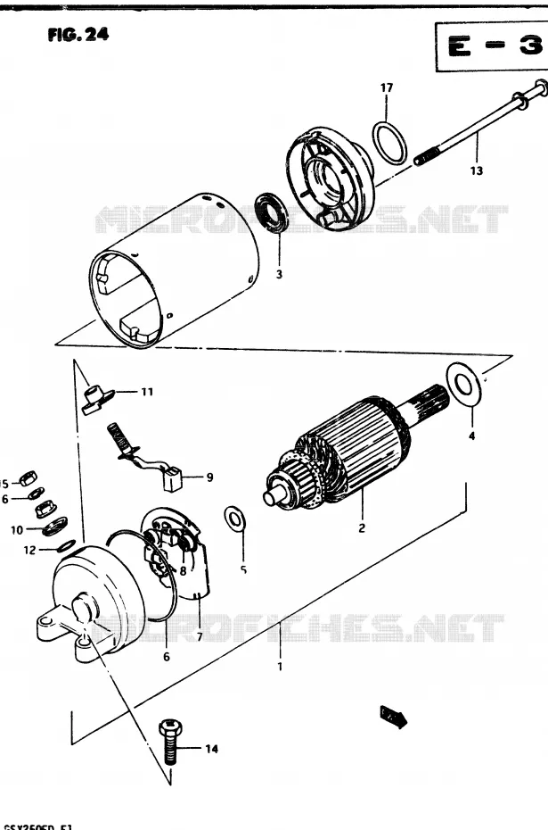 STARTMOTOR (MODELE D) Suzuki MOTO 250 GSX 1982  GSX250ESZ(Z/D)