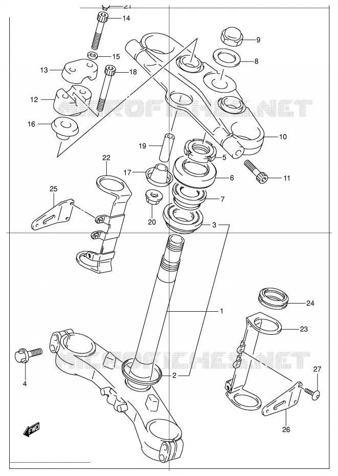 STUURKOLOM (GSF1200K1/K2/K3/K4/ZK4/K5/ZK5) Suzuki MOTO 1200 BANDIT 2003  GSF1200K3(E2)