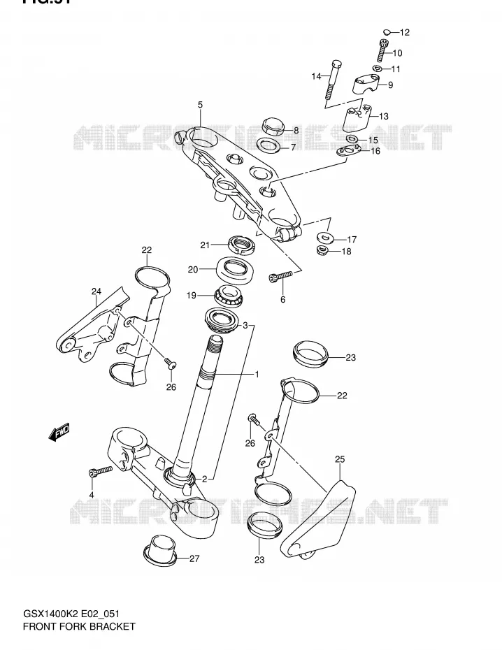 STUURKOLOM (MODELE K2/K3/K4) Suzuki MOTO 1400 GSX 2003  GSX1400K3(E2)