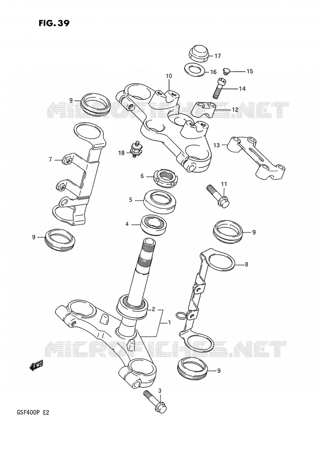 STUURKOLOM Suzuki MOTO 400 BANDIT 1992  GSF400N(E2)