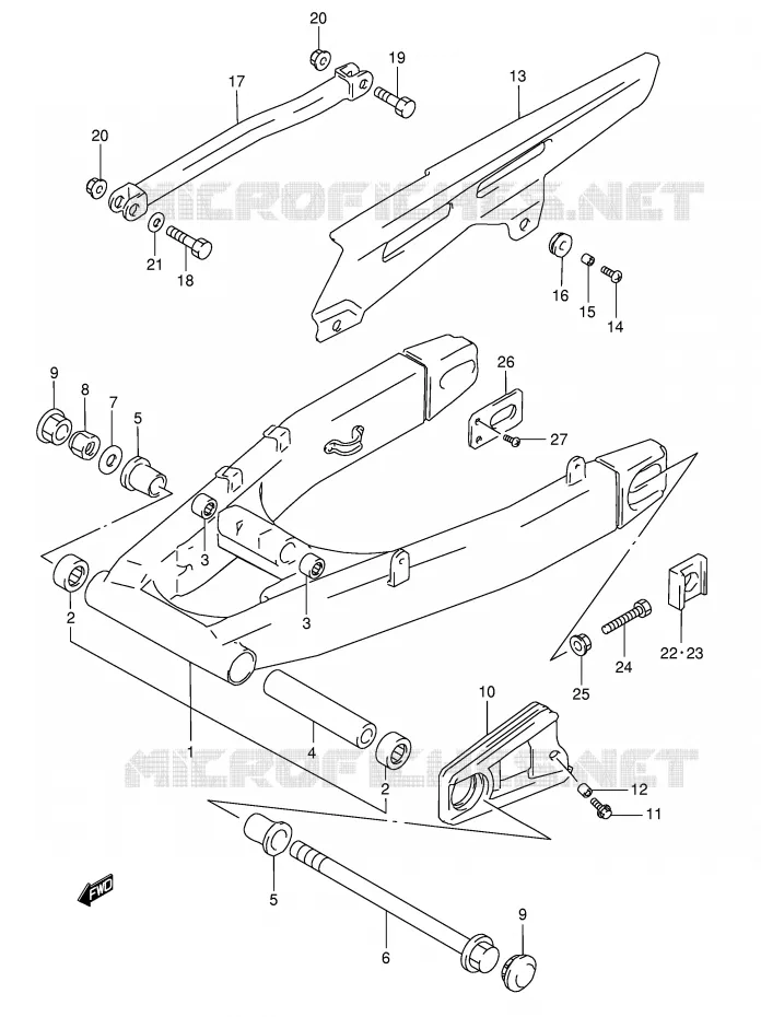 SWINGARM (GSF1200ST/SV/SW/SX/SY) Suzuki MOTO 1200 BANDIT 1996  GSF1200ST(E28)