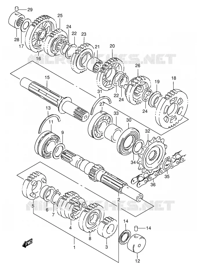 TRANSMISSION (GSX-R400RL/RM/RN/RP/RR) Suzuki MOTO 400 GSX-R 1993  GSX-R400RP(E30)