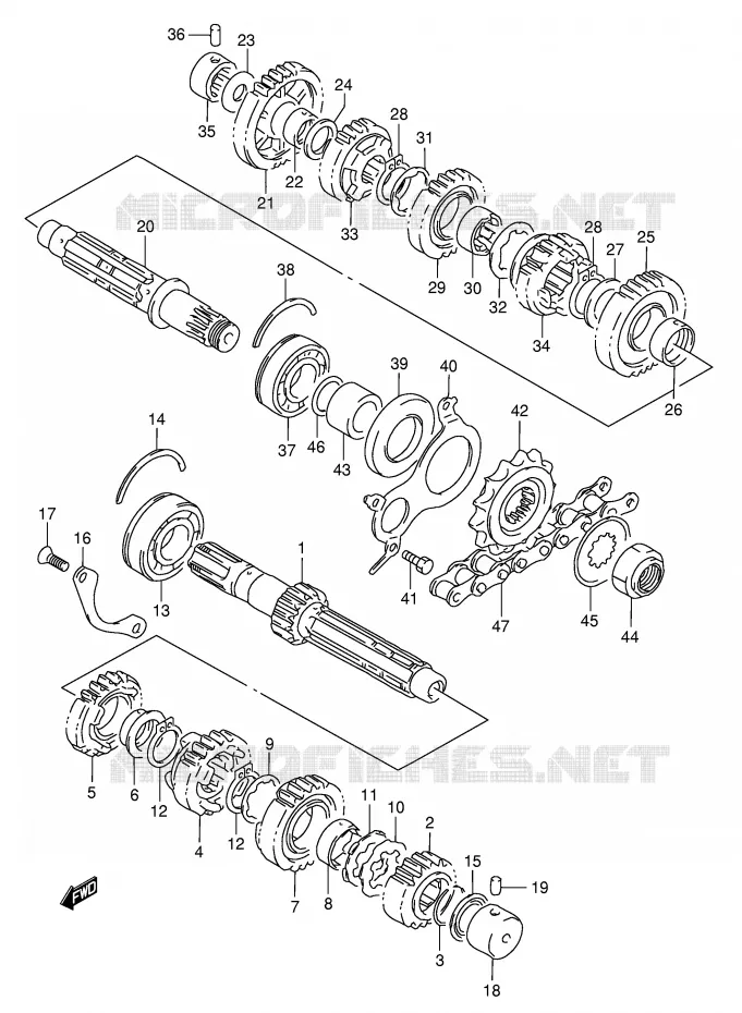 TRANSMISSION Suzuki MOTO 1200 BANDIT 2000  GSF1200SY(E28)