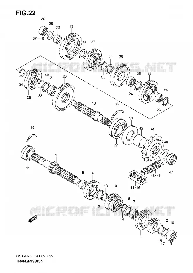 TRANSMISSION Suzuki MOTO 750 GSX-R 2005  GSX-R750XK5(E2)