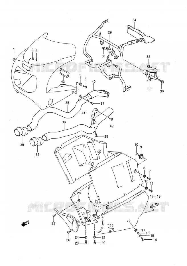 VOOR KUIP EN ONDERSTEUNING Suzuki MOTO 750 GSX-R 1991  GSX-R750M(E28)