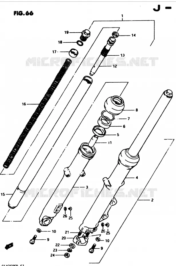 VOORVORK (MODELE Z/D E24, GSX250SZ E24) Suzuki MOTO 250 GSX 1982  GSX250EZ(Z/D)